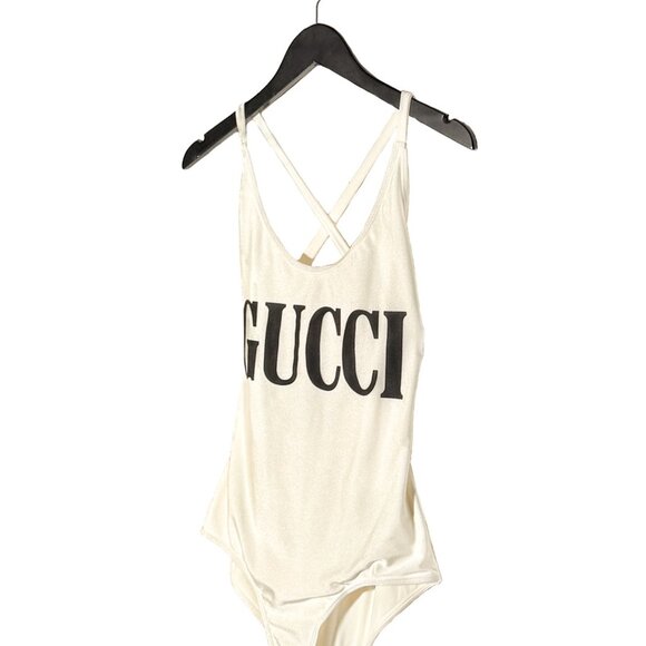 Gucci Ivory Black Logo One-piece Swimsuit - Picture 2 of 8